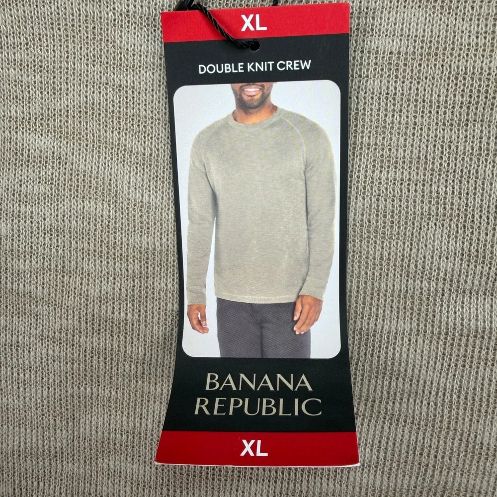 NEW Banana Republic Mens XL Double Knit Crew Timber Wolf Brown NWT